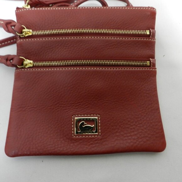 Dooney & Bourke Leather North South 3 Zip Crossbody bag purse mauve small pebble - Picture 4 of 13